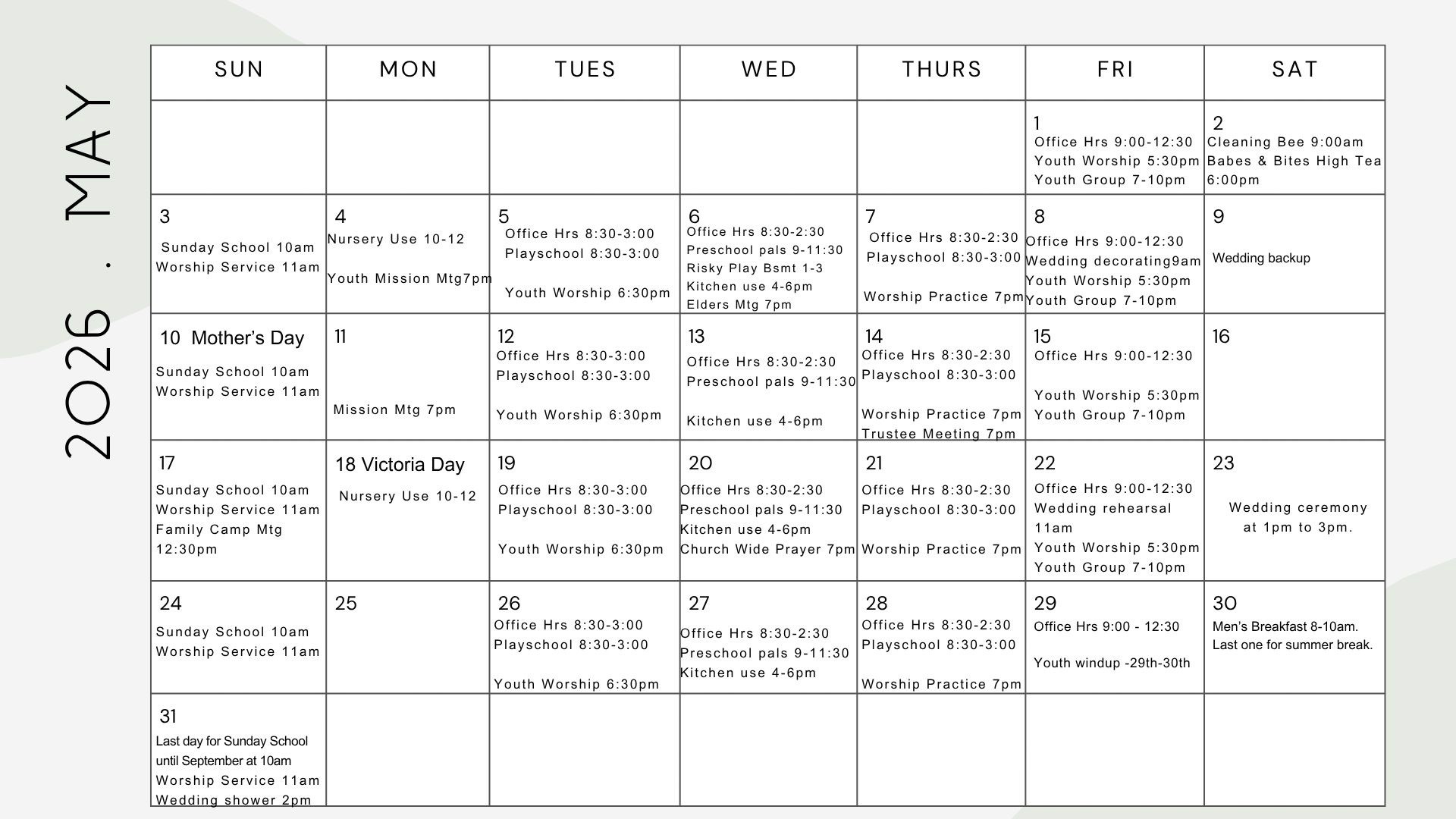 May 2026 Calendar